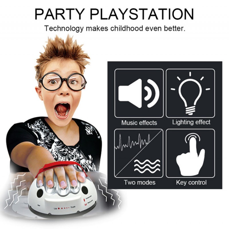 Meidong Polygraph Machine Lie Detector Test Two Play Ways LED Lighting Reaction Electric Shocking Liar Game Funny Ajust Atmosphere for Festival Party Christmas Fool's Day Home Meet Game Gift